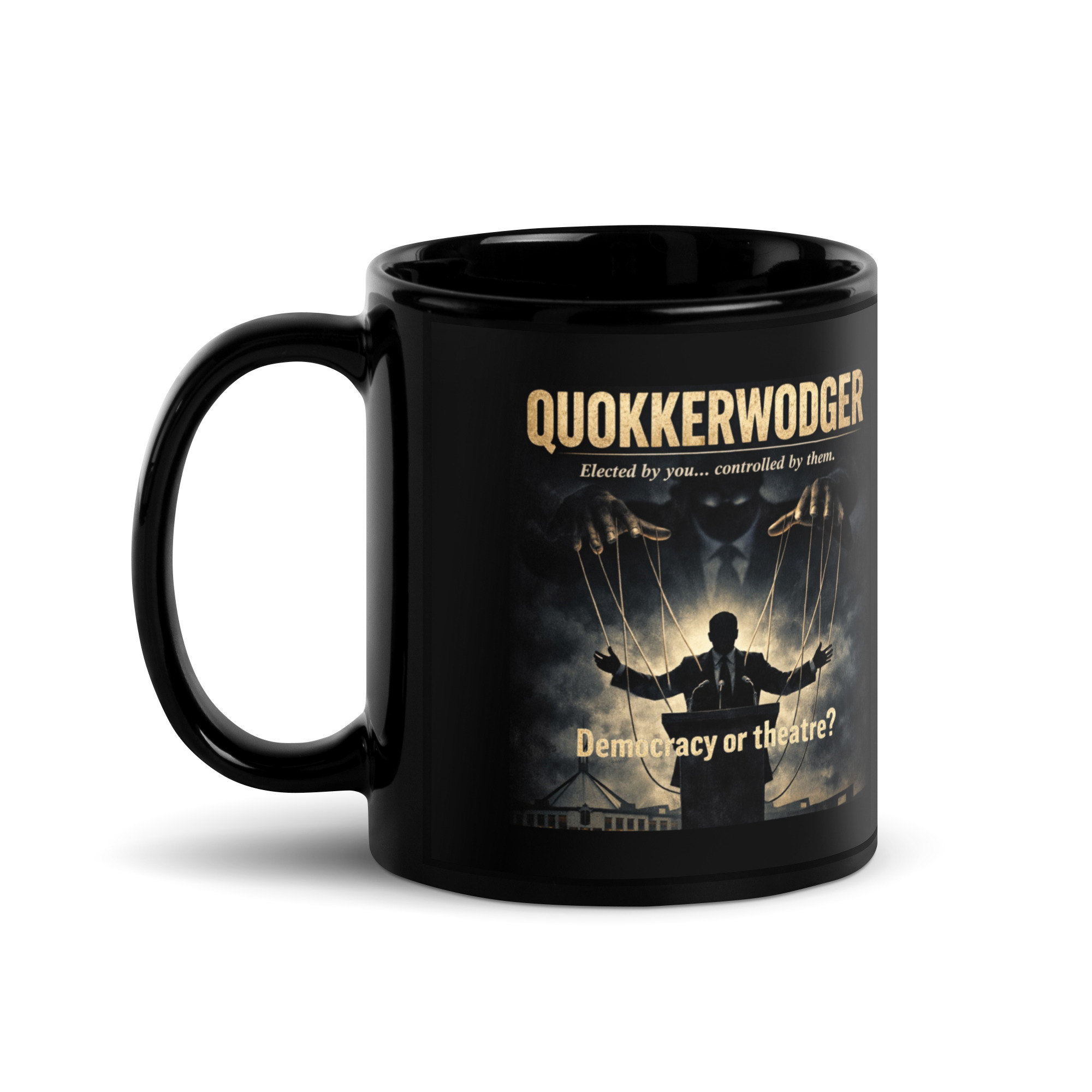 QUOK 1 Black Glossy Mug - Image 3