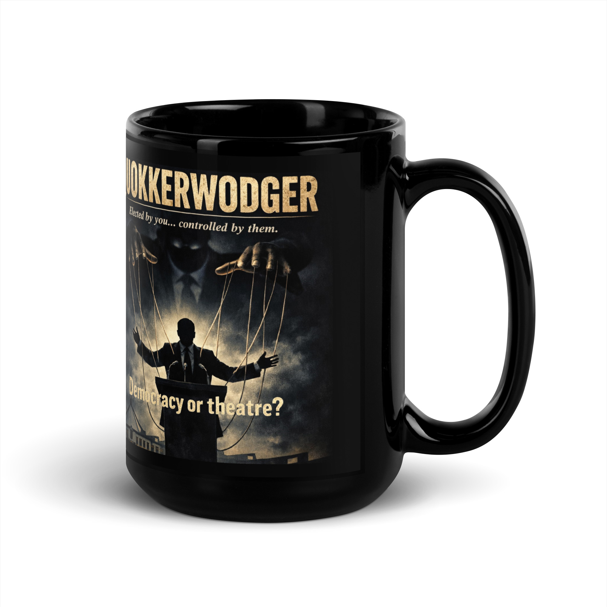 QUOK 1 Black Glossy Mug - Image 4